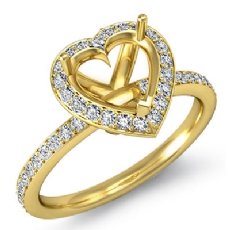 Diamond Engagement Heart Ring 14k Gold Yellow Halo Semi Mount (1Ct. tw.)