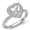 0.65Ct Diamond Engagement Heart Ring Platinum 950 Halo Semi Mount - javda.com 