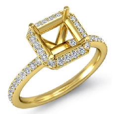 Diamond Engagement Asscher Cut Ring 18k Gold Yellow Halo Setting Semi Mount (1Ct. tw.)
