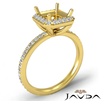 1Ct Diamond Engagement Asscher Cut Ring 18k Gold Yellow Halo Setting Semi Mount