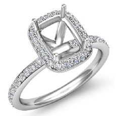 1.0Ct Cushion Cut Diamond Engagement Halo Setting Ring Semi Mount 14K White Gold