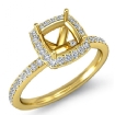 1Ct Diamond Engagement Ring Cushion Shape Semi Mount 14k Yellow Gold Halo Setting - javda.com 
