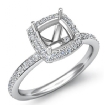 1Ct Diamond Engagement Ring Cushion Shape Semi Mount 14k White Gold Halo Setting - javda.com 
