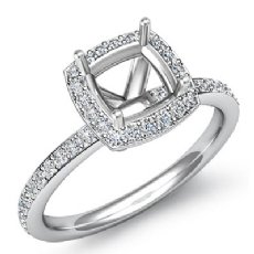 1Ct Diamond Engagement Ring Cushion Shape Semi Mount 14K White Gold Halo Setting