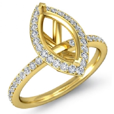 Diamond Engagement Marquise Shape Ring 14k Gold Yellow Halo Setting SemiMount (1Ct. tw.)