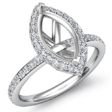 1Ct Diamond Engagement Marquise Shape Ring 14K White Gold Halo Setting SemiMount