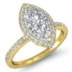 Basket Halo Pave Eternity diamond Ring 18k Gold Yellow