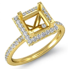 Diamond Engagement Ring Princess Cut Semi Mount 18k Gold Yellow Halo Setting (1Ct. tw.)