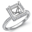 1Ct Diamond Engagement Ring Princess Cut Semi Mount 14k White Gold Halo Setting - javda.com 