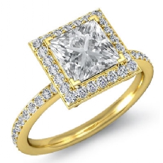 Halo Micro Pave Set Eternity diamond Ring 18k Gold Yellow