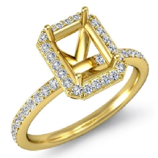 Emerald Shape Diamond Engagement Halo Setting Ring Semi Mount 18k Gold Yellow (1Ct. tw.)