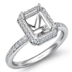 1Ct Emerald Shape Diamond Engagement Halo Setting Ring Semi Mount 14k White Gold - javda.com 