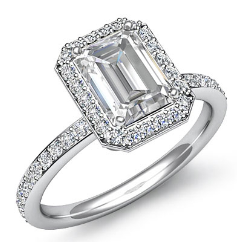 Micro Pave Set Halo Eternity diamond Ring 14k Gold White