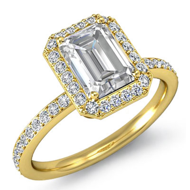 Micro Pave Set Halo Eternity diamond Ring 18k Gold Yellow