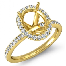 Diamond Vintage Engagement Ring 14k Gold Yellow Oval Semi Mount Halo Setting (1Ct. tw.)