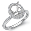 1Ct Diamond Vintage Engagement Ring 14k White Gold Oval Semi Mount Halo Setting - javda.com 
