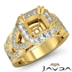Diamond Engagement Halo Pave Setting 14k Yellow Gold Asscher Semi Mount Ring 1.3Ct - javda.com 