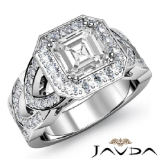Halo Pave V-Shaped Shank diamond Ring 14k Gold White