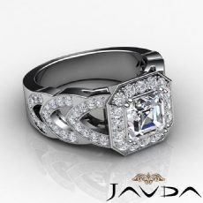 Halo Pave V-Shaped Shank diamond Ring 14k Gold White