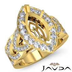 Diamond Engagement Ring Halo Pave Setting Marquise Semi Mount 14k Gold Yellow Gold  (4.05Ct. tw.)