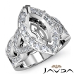 Diamond Engagement Ring Halo Pave Setting Marquise Semi Mount 18k White Gold Gold 1.35Ct - javda.com 