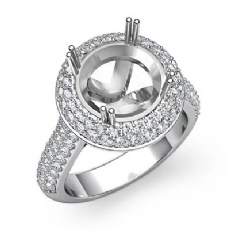 Diamond Engagement Ring Halo 14k White Gold Round Semi Mount 1.5Ctw
