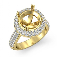 Diamond Engagement Ring Halo 14k Gold Yellow Round Semi Mount  (1.5Ct. tw.)