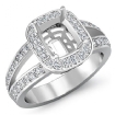 0.55Ct Halo Setting Diamond Engagement Cushion Semi Mount Ring 14k White Gold - javda.com 