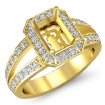 0.55Ct Diamond Engagement Emerald Ring 18k Yellow Gold Halo Setting Semi Mount - javda.com 