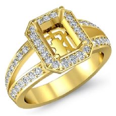 Diamond Engagement Emerald Ring 18k Gold Yellow Halo Setting Semi Mount (0.55Ct. tw.)