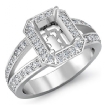 0.55Ct Diamond Engagement Emerald Ring Platinum 950 Halo Setting Semi Mount - javda.com 