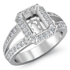 0.55CT Diamond Engagement Emerald Ring 14K White Gold Halo Setting Semi Mount