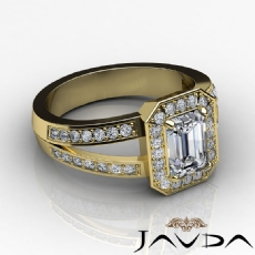 Filigree Sidestone Halo Pave diamond Ring 18k Gold Yellow