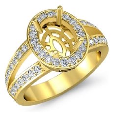 Diamond Engagement Halo Pave Ring Oval Semi Mount 14k Gold Yellow (0.55Ct. tw.)