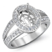 0.55Ct Diamond Engagement Halo Pave Ring Oval Semi Mount 18k White Gold - javda.com 