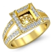 0.55Ct Diamond Engagement Ring Halo Setting 18k Yellow Gold Princess Semi Mount - javda.com 