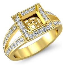 Diamond Engagement Ring Halo Setting 18k Gold Yellow Princess Semi Mount (0.55Ct. tw.)
