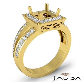 0.55Ct Diamond Engagement Ring Halo Setting 14k Gold Yellow Princess Semi Mount