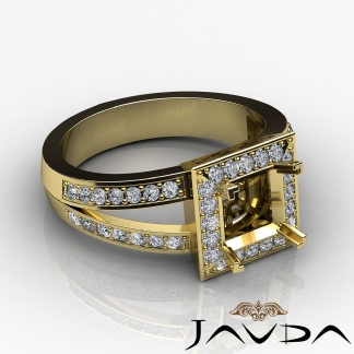 0.55Ct Diamond Engagement Ring Halo Setting 14k Gold Yellow Princess Semi Mount