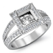 0.55Ct Diamond Engagement Ring Halo Setting Platinum 950 Princess Semi Mount - javda.com 