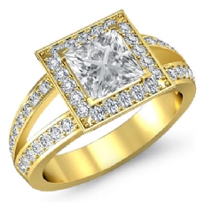 Filigree Split Shank Halo diamond Ring 14k Gold Yellow
