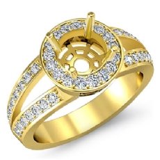 Diamond Engagement Ring Halo Setting Round Cut Semi Mount 18k Gold Yellow (0.55Ct. tw.)