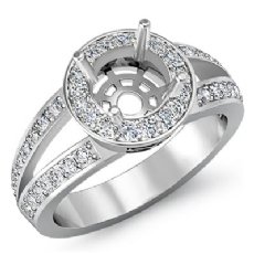 0.55 CT Diamond Engagement Ring Halo Setting Round Cut Semi Mount 14k White Gold