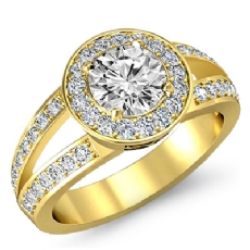 Halo Side Stone Filigree diamond Ring 14k Gold Yellow