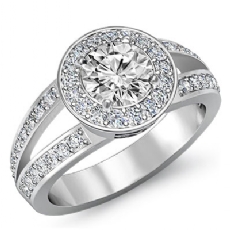 Halo Side Stone Filigree diamond Ring 14k Gold White