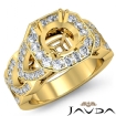 Round Semi Mount Diamond Engagement Ring Halo Pave Setting 18k Yellow Gold 1.28Ct - javda.com 