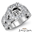 Round Semi Mount Diamond Engagement Ring Halo Pave Setting 14k White Gold 1.28Ct - javda.com 