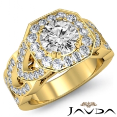 Halo Pave Set Filigree Shank diamond Ring 14k Gold Yellow