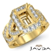Halo Pave Set Diamond Engagement Ring Emerald Semi Mount 14k Yellow Gold 1.27Ct - javda.com 