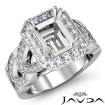 Halo Pave Set Diamond Engagement Ring Emerald Semi Mount 14k White Gold 1.27Ct - javda.com 